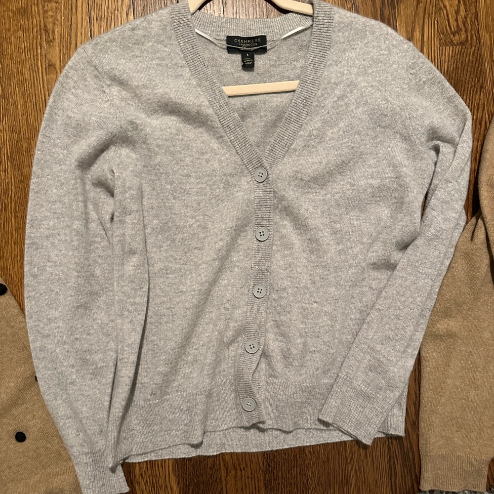 100% CASHMERE Cardigan grey sweater Charter Club size S